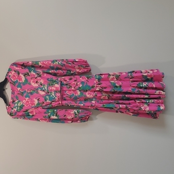 NWT Tahari Floral dress Long Sleeve Floral Print Surplus with Prairie Skirt 10 - Picture 7 of 12